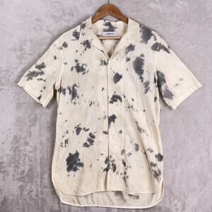 Beautiful Fül BTFL Men's Med Short Sleeve Button Up Hand Dyed Bone LA Made Rare
